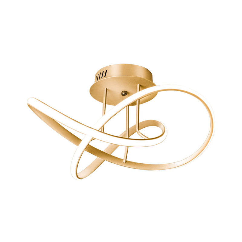 Geknotete Deckenleuchte, moderne Metallschlafzimmer-LED-Halbbündiglampe in Gold