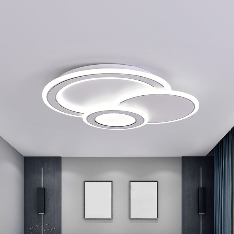 Metal Round/Oval/Rectangle Flush Light Minimalist LED Black and White Ceiling Mounted Fixture for Guest Room