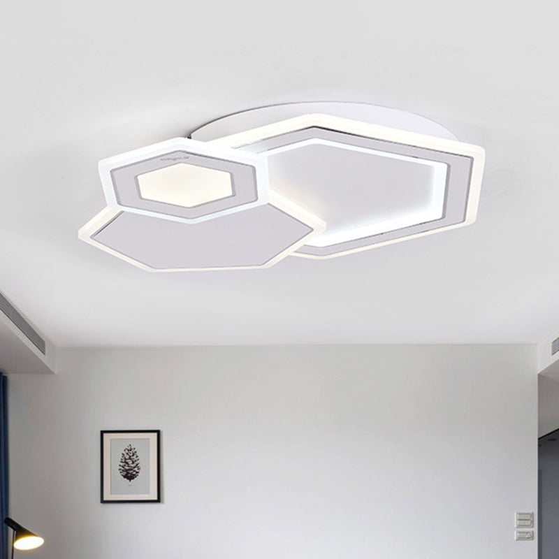 Metal Round/Oval/Rectangle Flush Light Minimalist LED Black and White Ceiling Mounted Fixture for Guest Room