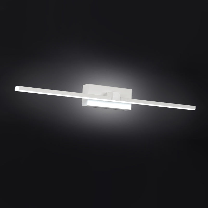 White Rectangle Vanity Lamp Minimalist 16"/19.5" L LED Metal Wall Mounted Light Fixture in Warm/White Light