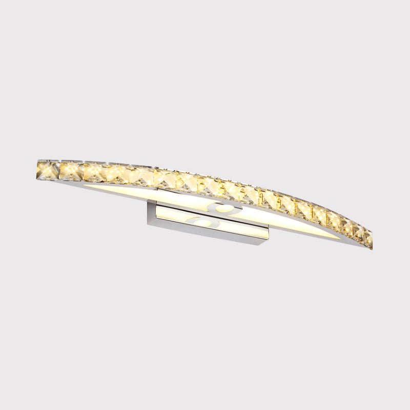 Curvy Bathroom Wall Mounted Vanity Light Clear/Champagne Crystal LED Minimal Mirror Lamp in Warm/White Light