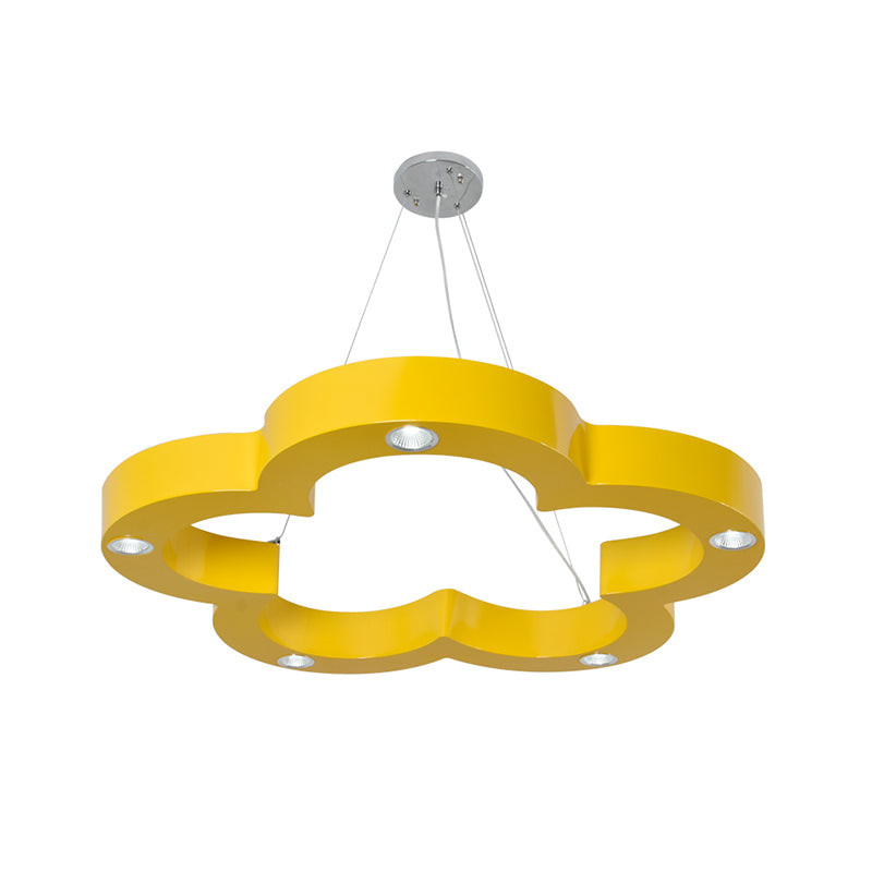 Kids LED Ceiling Hang Fixture with Acrylic Shade Yellow Flower Chandelier Lighting
