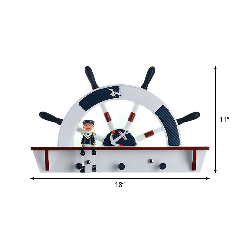 Luz de pared semi-timonder blanca para niños LED madera de madera aplastante con sombra acrílica, luz cálida/blanca