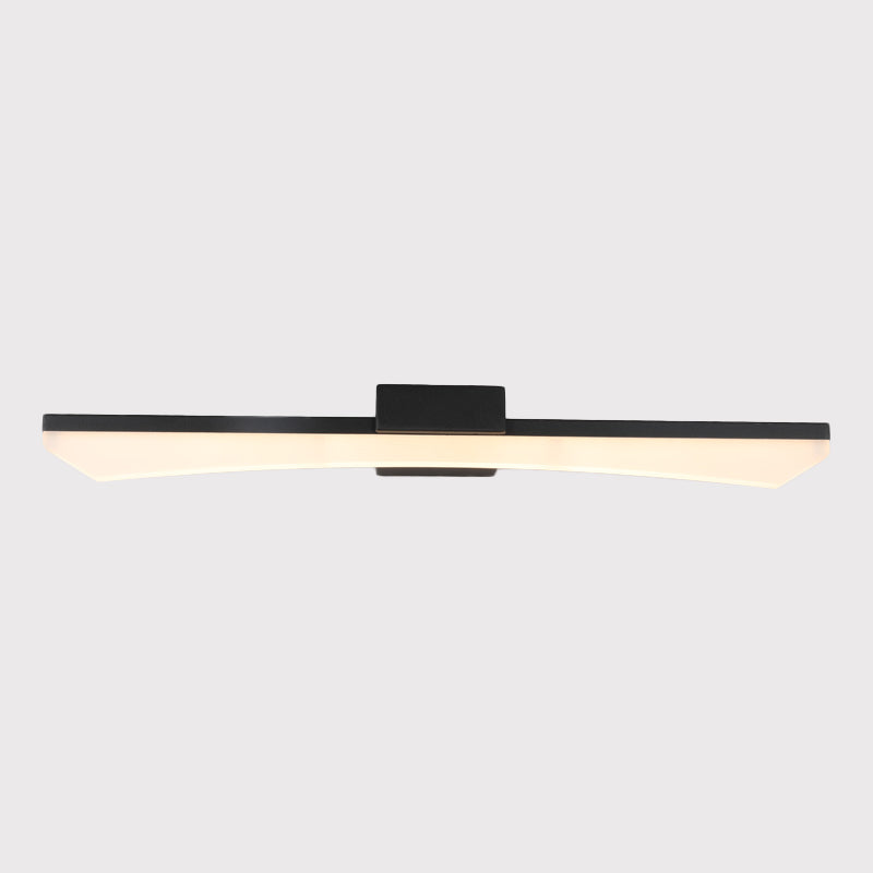Contemporary Curved Vanity Lighting Fixture Acrylic LED Bathroom Sconce Light in Black, Warm/White Light