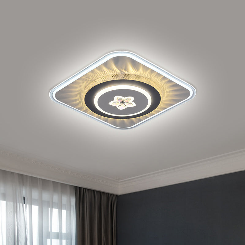 Plafonnier LED carré nordique en acrylique pour salon, design rond/coeur, gris