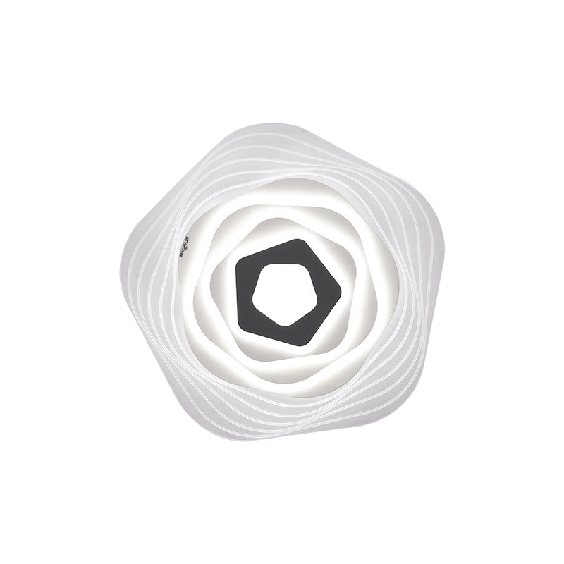 LED Bedroom Ceiling Lighting Simplicity White Flush Mount Fixture with Stacked Triangle/Square/Hexagon Acrylic Shade