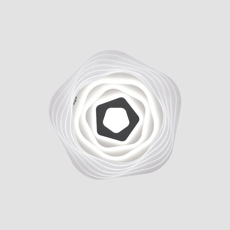LED Bedroom Ceiling Lighting Simplicity White Flush Mount Fixture with Stacked Triangle/Square/Hexagon Acrylic Shade