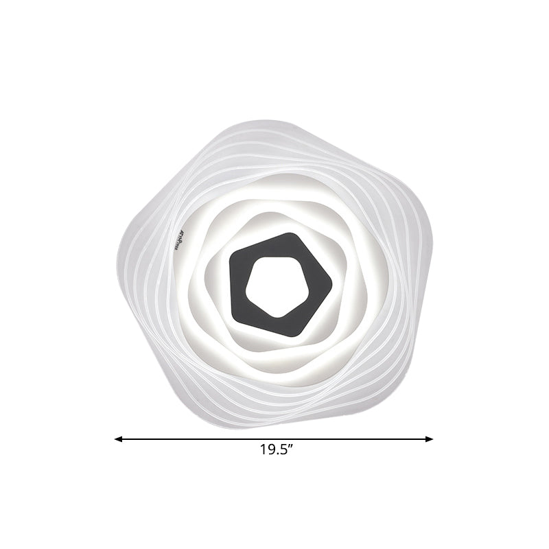 LED Bedroom Ceiling Lighting Simplicity White Flush Mount Fixture with Stacked Triangle/Square/Hexagon Acrylic Shade