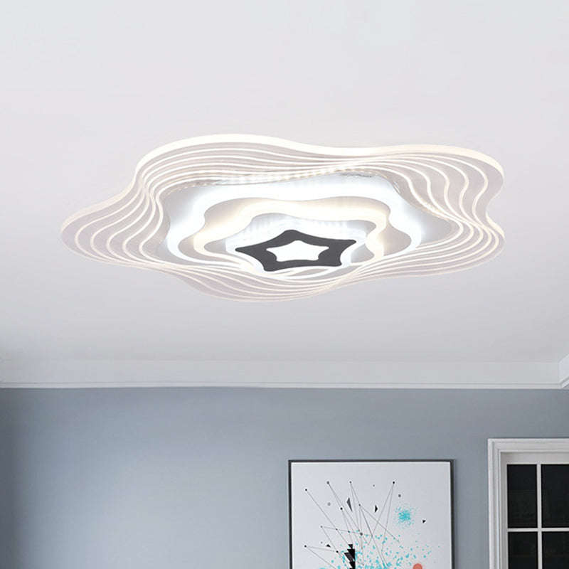 LED Bedroom Ceiling Lighting Simplicity White Flush Mount Fixture with Stacked Triangle/Square/Hexagon Acrylic Shade
