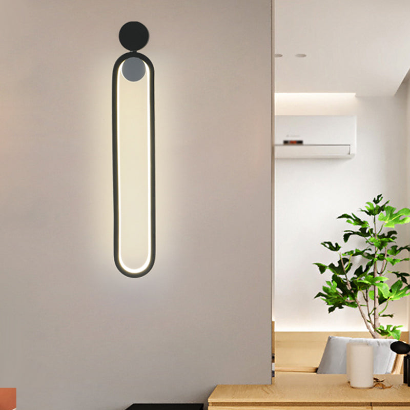 Red de anillo elíptico Room Iluminación de pared Metálica LED contemporáneo Luz montado en la pared en negro