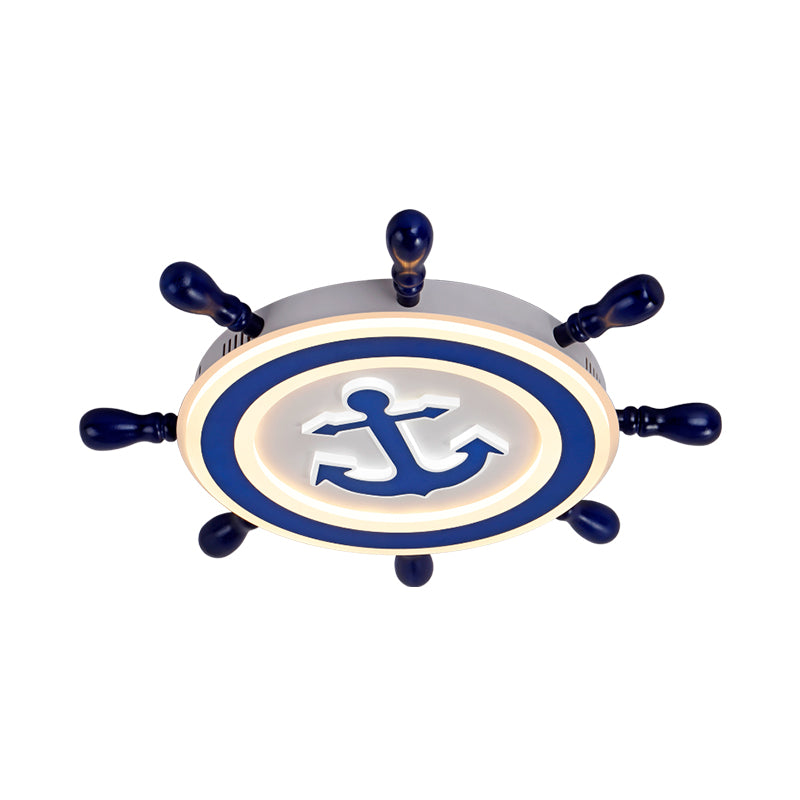 21.5 "/ 25.5" large gouvernail plafonnier en métal style enfant LED bleu encastré luminaire