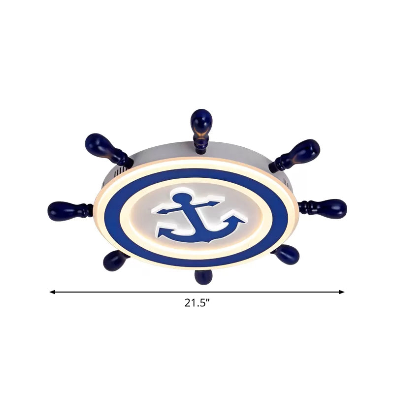 21.5 "/ 25.5" large gouvernail plafonnier en métal style enfant LED bleu encastré luminaire