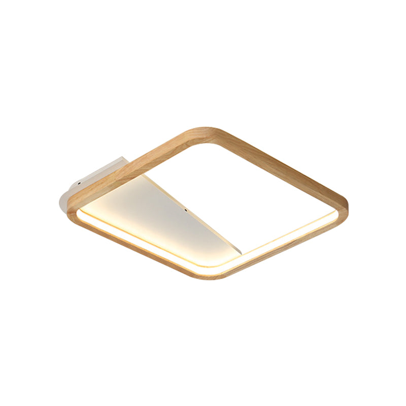 Plafonnier LED Simplicity avec cadre carré/rectangulaire en bois, luminaire monté au plafond, beige, longueur 13"/17"/21"
