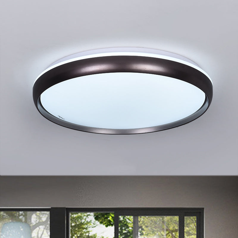 Slim Round Ceiling Lamp Modernism Metallic LED Dark Brown/Copper/Dark Gold Flush Mount Lighting Fixture for Parlor