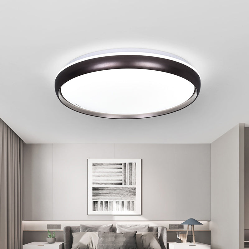 Slim Round Ceiling Lamp Modernism Metallic LED Dark Brown/Copper/Dark Gold Flush Mount Lighting Fixture for Parlor