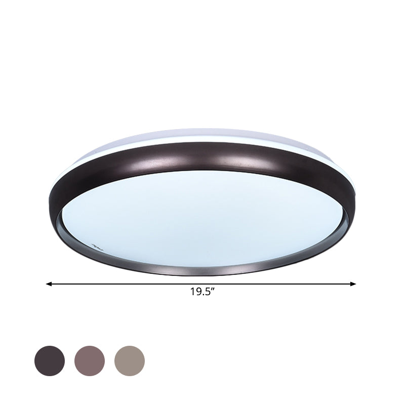 Slim Round Ceiling Lamp Modernism Metallic LED Dark Brown/Copper/Dark Gold Flush Mount Lighting Fixture for Parlor