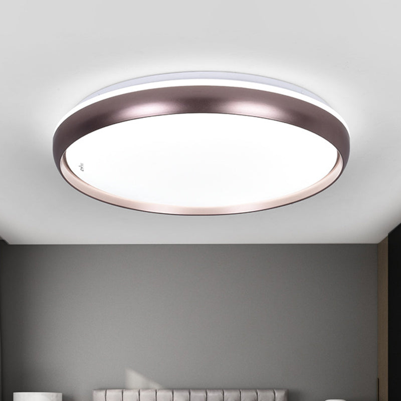Slim Round Ceiling Lamp Modernism Metallic LED Dark Brown/Copper/Dark Gold Flush Mount Lighting Fixture for Parlor