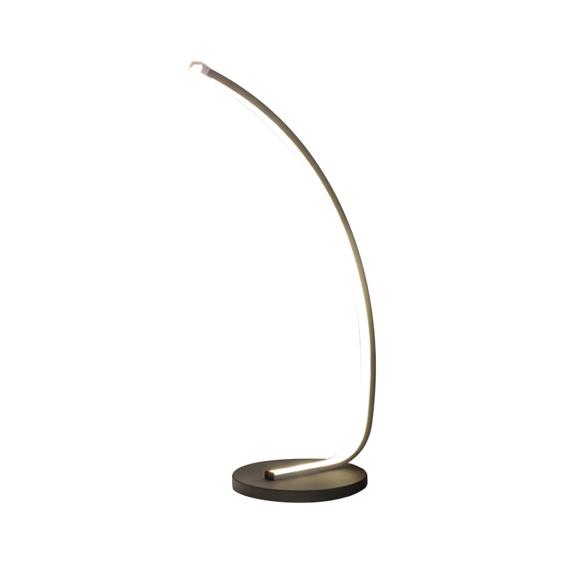 Bent Bedroom Reading Task Light Metal Modern Style LED Night Table Lighting in Black/White