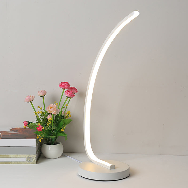 Bent Bedroom Reading Task Light Metal Modern Style LED Night Table Lighting in Black/White