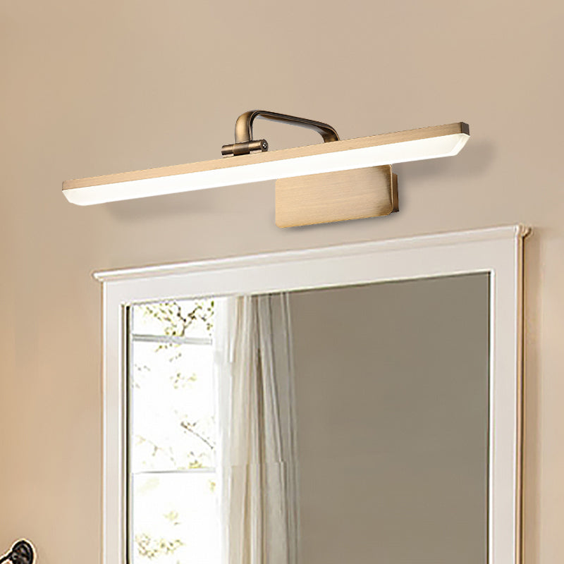 Contemporary LED Vanity Sconce Light with Acrylic Shade Brass Streamlined Wall Lighting Idea