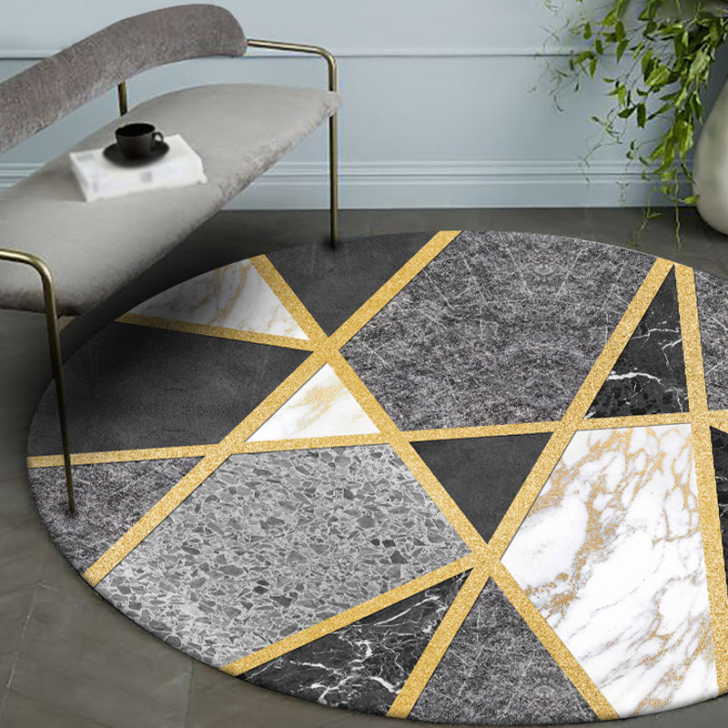 Zwart modern tapijt polypropyleenmarmeren oppervlak en geometriepatroon tapijt Petvriendelijk wasbaar Wasbaar Non-slip gebied Rug voor salon
