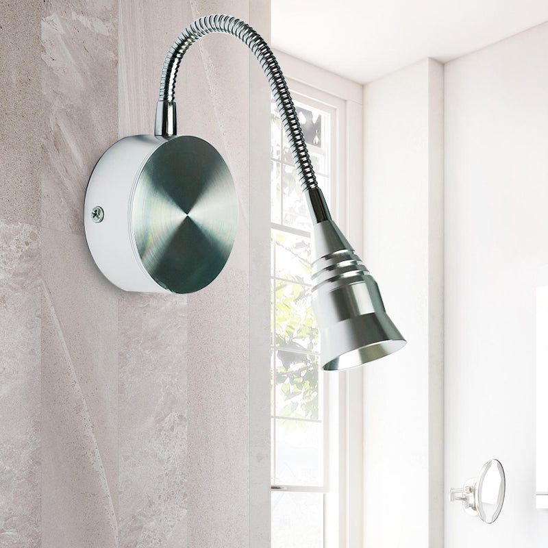 Modernisme LED SCONCE -lamp met metalen schaduw Chrome Bell Wandlamp in warme/witte verlichting
