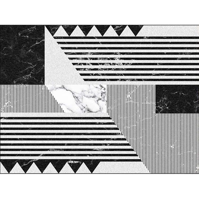 Black Stripe Pattern Area Rug Polyester Modern Rug Washable Anti-Slip Backing Rug for Decoration