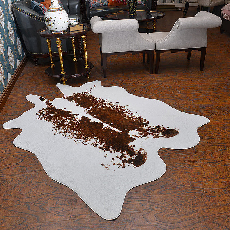 Tapis de motif de peau de vache marron Polyester Nouveauté tapis lavable sans glissade convivial pour animaux de compagnie pour le salon