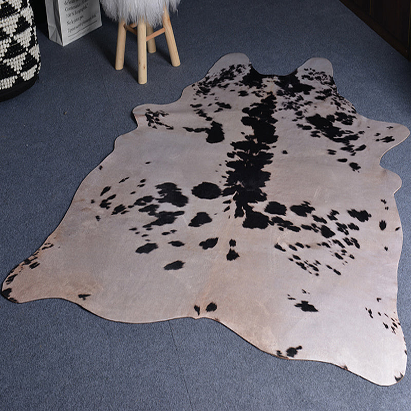 Tapis de motif de peau de vache marron Polyester Nouveauté tapis lavable sans glissade convivial pour animaux de compagnie pour le salon