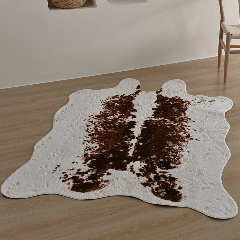 Tapis de motif de peau de vache marron polyester tapis contemporain wasable