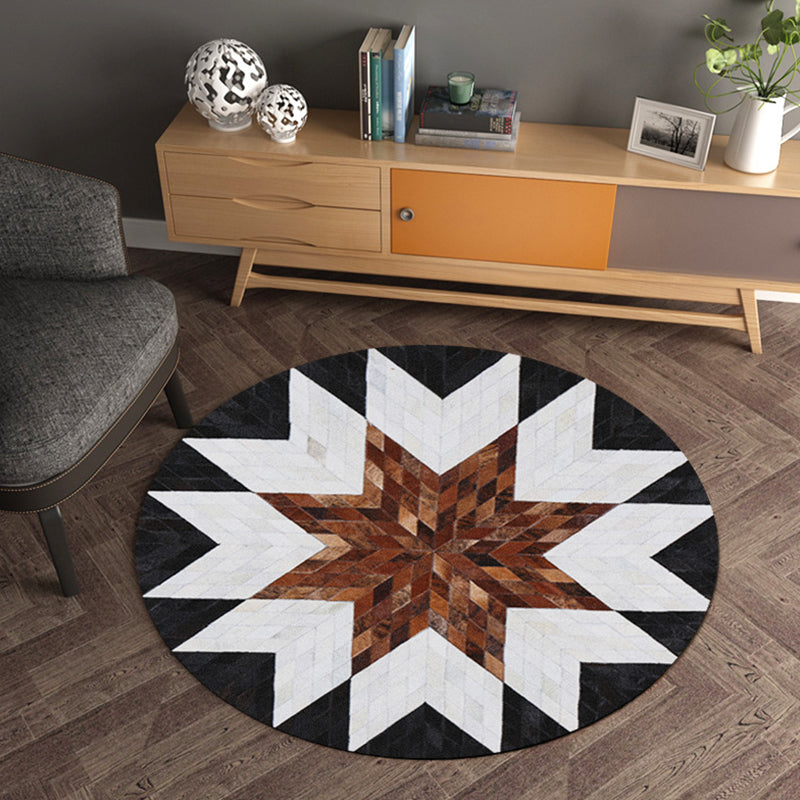 Modern Living Room Rug Multi Color Geometry Pattern Rug Polypropylene Washable Non-Slip Pet Friendly Area Rug