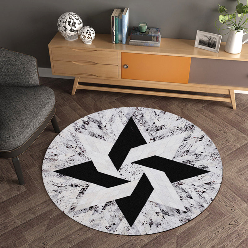 Modern Living Room Rug Multi Color Geometry Pattern Rug Polypropylene Washable Non-Slip Pet Friendly Area Rug