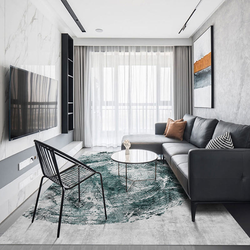 Modern Abstract Rug Smoke Grey Polyester Rug Anti-Slip Backing Pet Friendly Washable Area Rug for Home