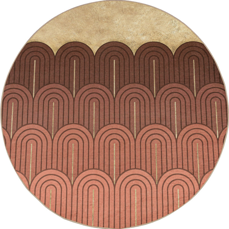 Modernism Geometric Rug with Stripe Orange Chenille Rug Non-Slip Pet Friendly Washable Area Rug for Bedroom