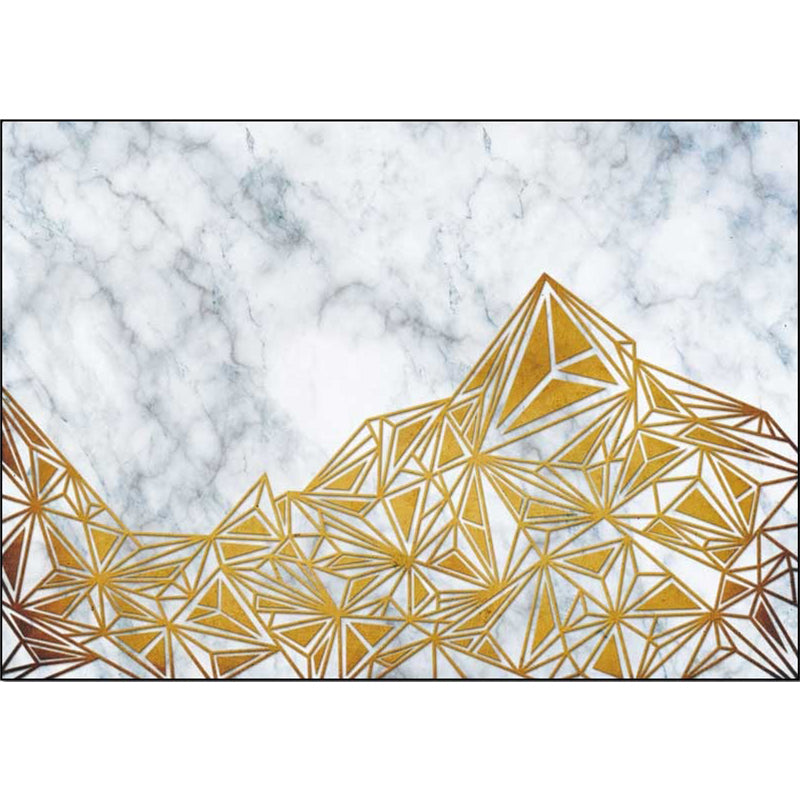 Golden Geometric Pattern Rug Polyester Modern Rug Washable Non-Slip Pet Friendly Carpet for Living Room