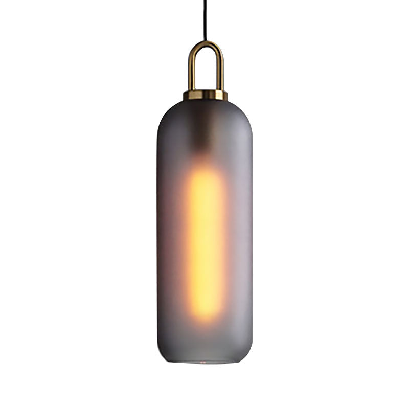 1 Pendre de salle à manger légère avec kit de lampe suspendue post-moderne en verre transparent / fumé, 5 "/ 6" de largeur