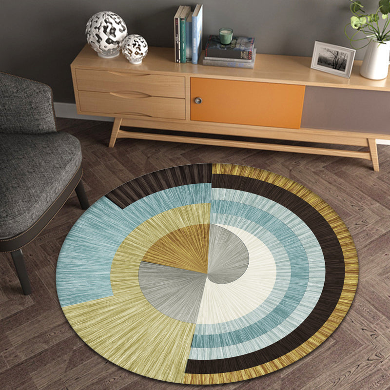 Tapis de motif géométrique géométrique multicolore avec tapis de support antidérapant moderniste synthétique Stripe