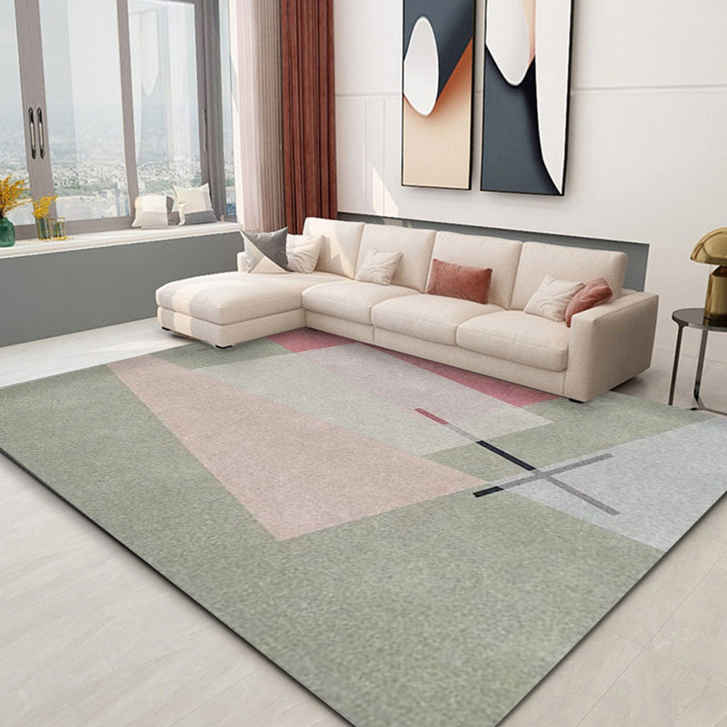 Multi-Color Parlor Rug Novelty Colorblock Area Rug Polyester Machine Washable Non-Slip Backing Rug