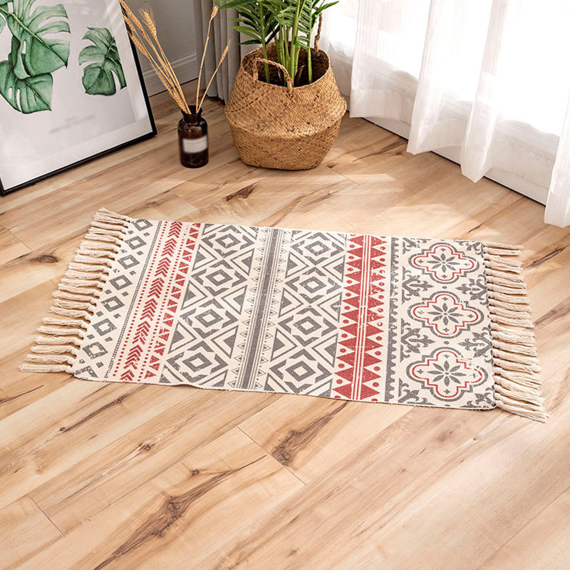 Bohemian Stripal Stripe Muster Teppich mehrfarbiger Flachs Teppich nicht rutschfestes Flächen-Teppich für die Dekoration
