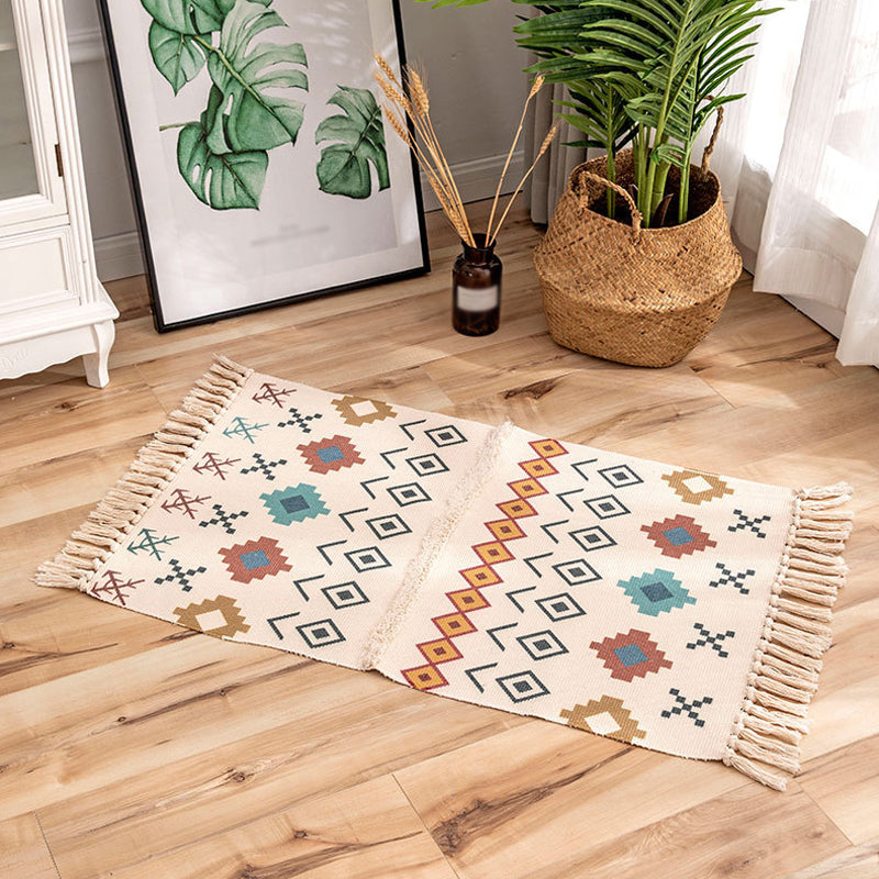 Bohemian Stripal Stripe Muster Teppich mehrfarbiger Flachs Teppich nicht rutschfestes Flächen-Teppich für die Dekoration