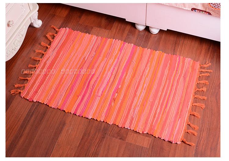 Veelkleurige slaapkamer tapijt Modern gestreepte patroon Tapijt Katoen Anti-slip Backing Wasbaar Gebied Rug