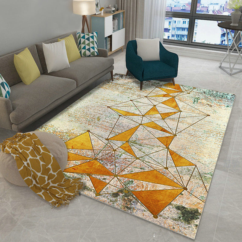 Novelty Geometrical Pattern Rug Multi Color Polypropylene Rug Anti-Slip Backing Pet Friendly Washable Area Rug for Living Room