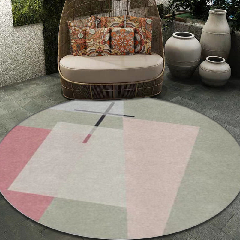 Multicolor Modern Rug Polypropylene Colorblock Rug Pet Friendly Washable Non-Slip Area Rug for Living Room