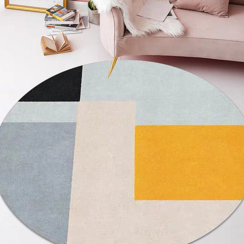 Multicolor Modern Rug Polypropylene Colorblock Rug Pet Friendly Washable Non-Slip Area Rug for Living Room