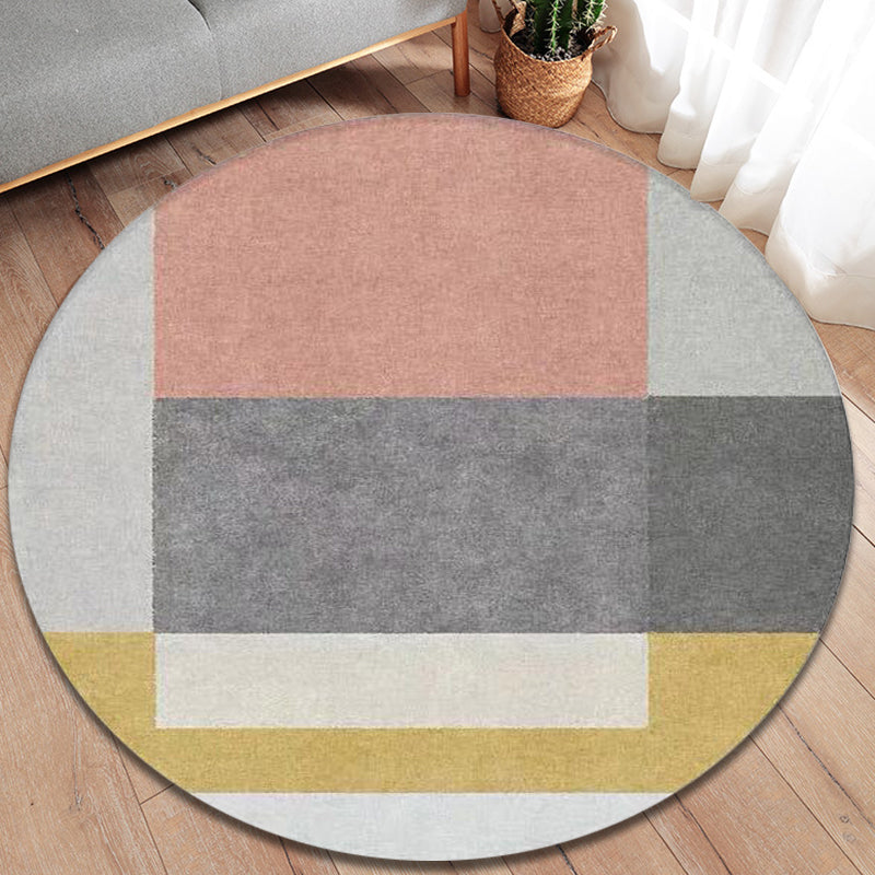 Multicolor Modern Rug Polypropylene Colorblock Rug Pet Friendly Washable Non-Slip Area Rug for Living Room