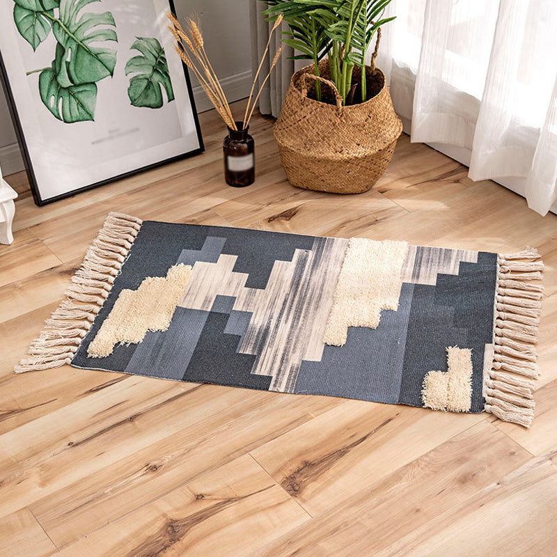 Tappeto multicolore del tappeto a strisce tribali di lino bohémien per animali domestici friendly non slip tappeto per soggiorno