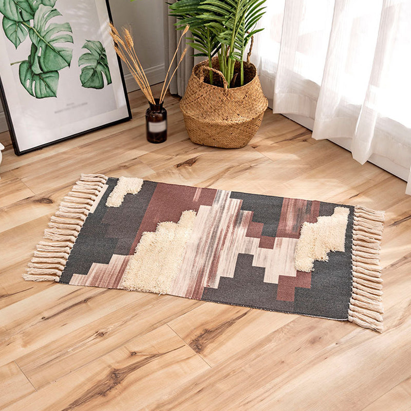 Tappeto multicolore del tappeto a strisce tribali di lino bohémien per animali domestici friendly non slip tappeto per soggiorno