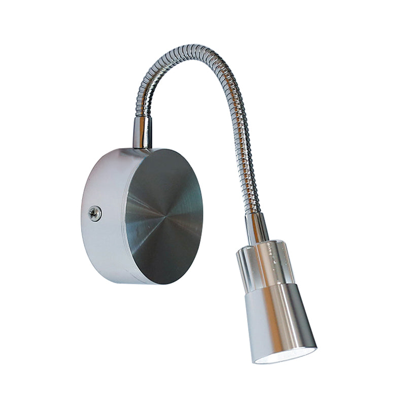 LED Corridor Reading Wall Light with Mini Metal Shade Warm/White Lighting Wall Sconce Lamp in Chrome