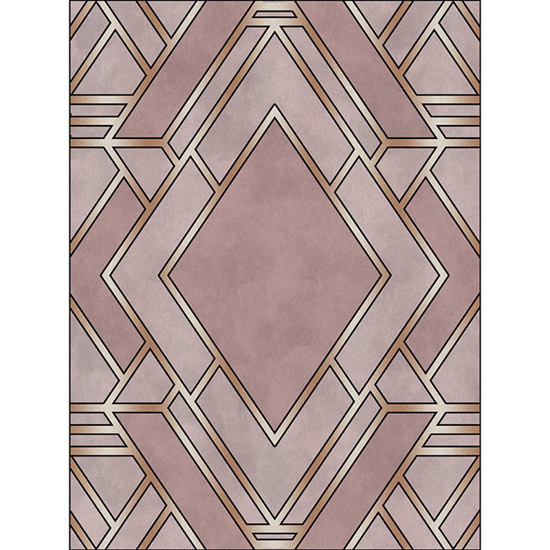 Contemporary Geometric Pattern Rug Pink Polyester Rug Pet Friendly Washable Area Carpet for Home