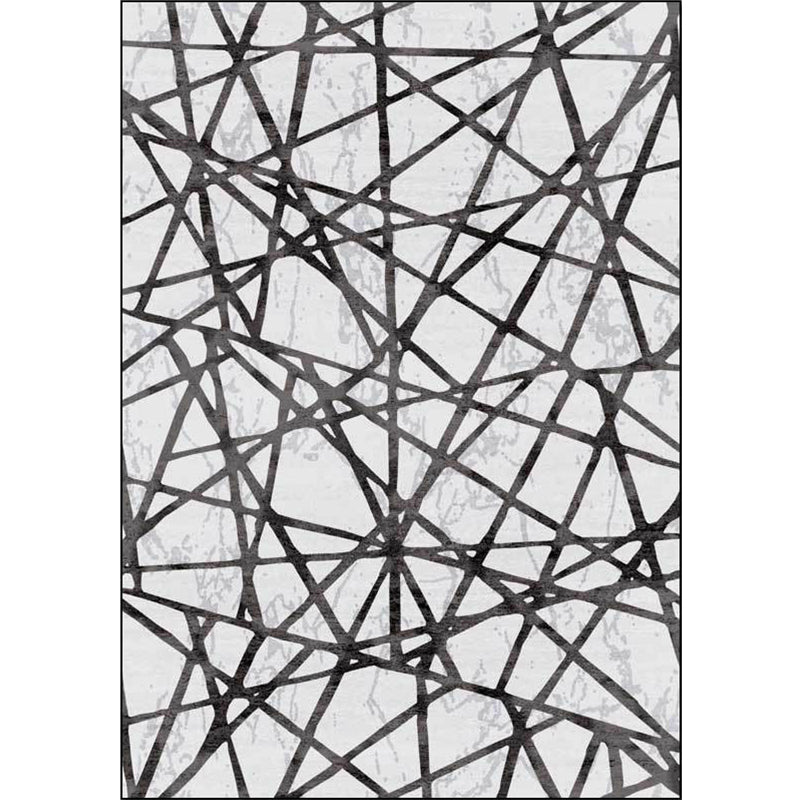 Modernism Geometric Pattern Rug Grey Polyester Rug Non-Slip Pet Friendly Washable Carpet for Drawing Room